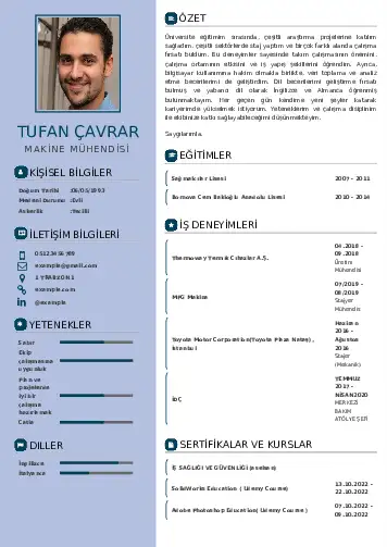 Makine Mühendisi Cv Örnekleri cv indir